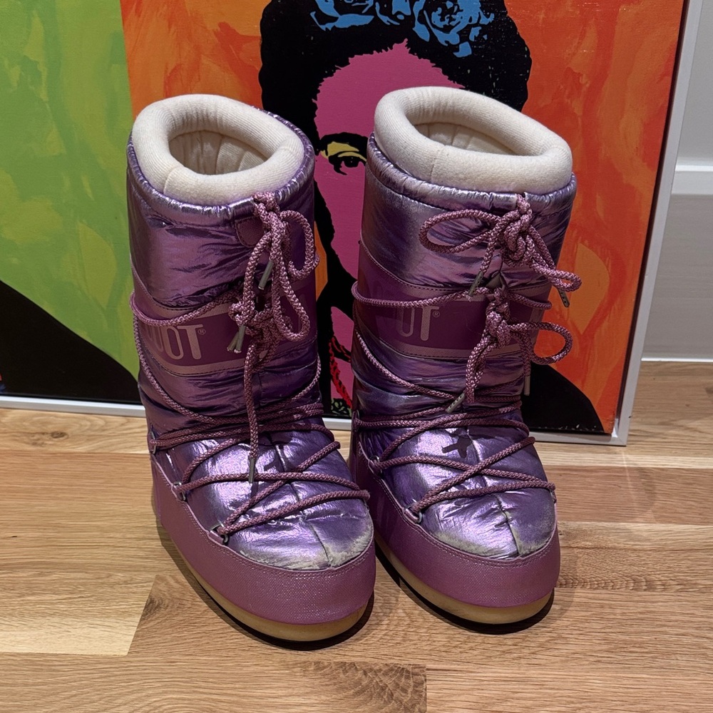 Moon Boot Metallic Purple Kids Boots